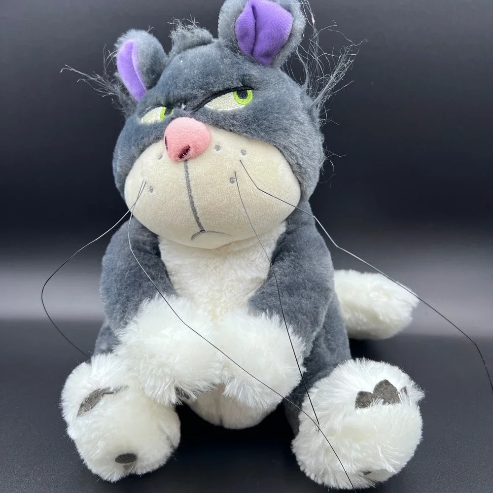 Disney Cinderella Lucifer the Cat Plush Grumpy Grey White plush *see pics